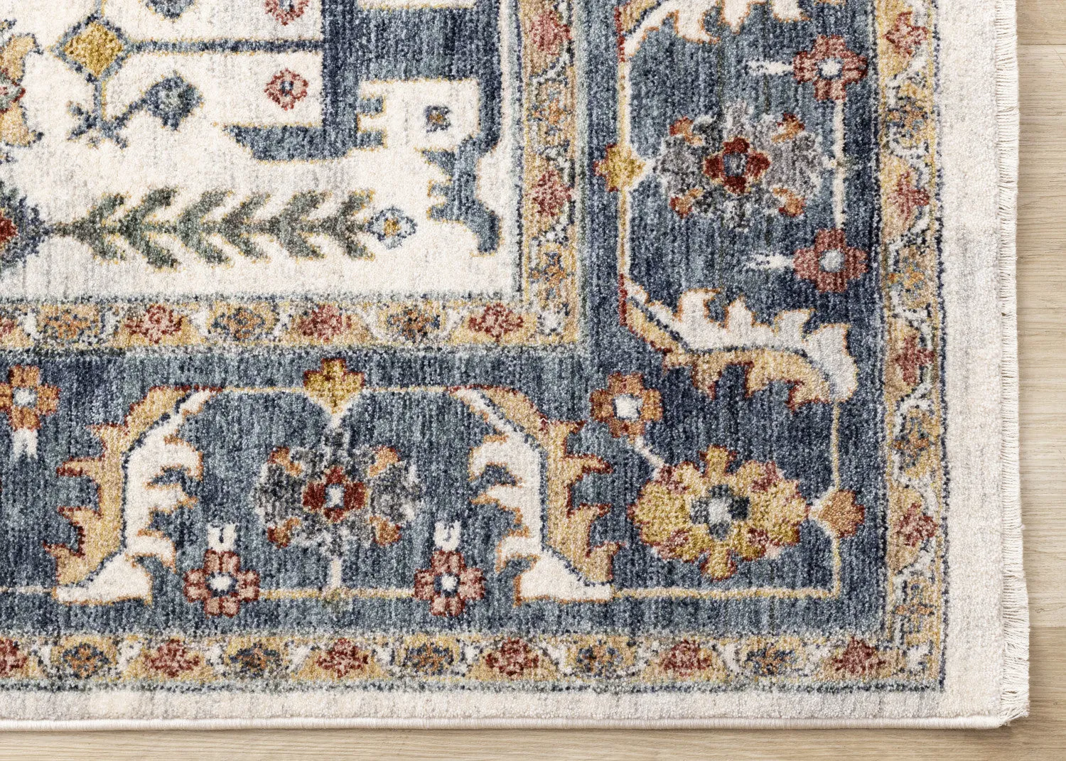 Macie Traditional Border Area Rug - Cream Blue - 5' X 8'