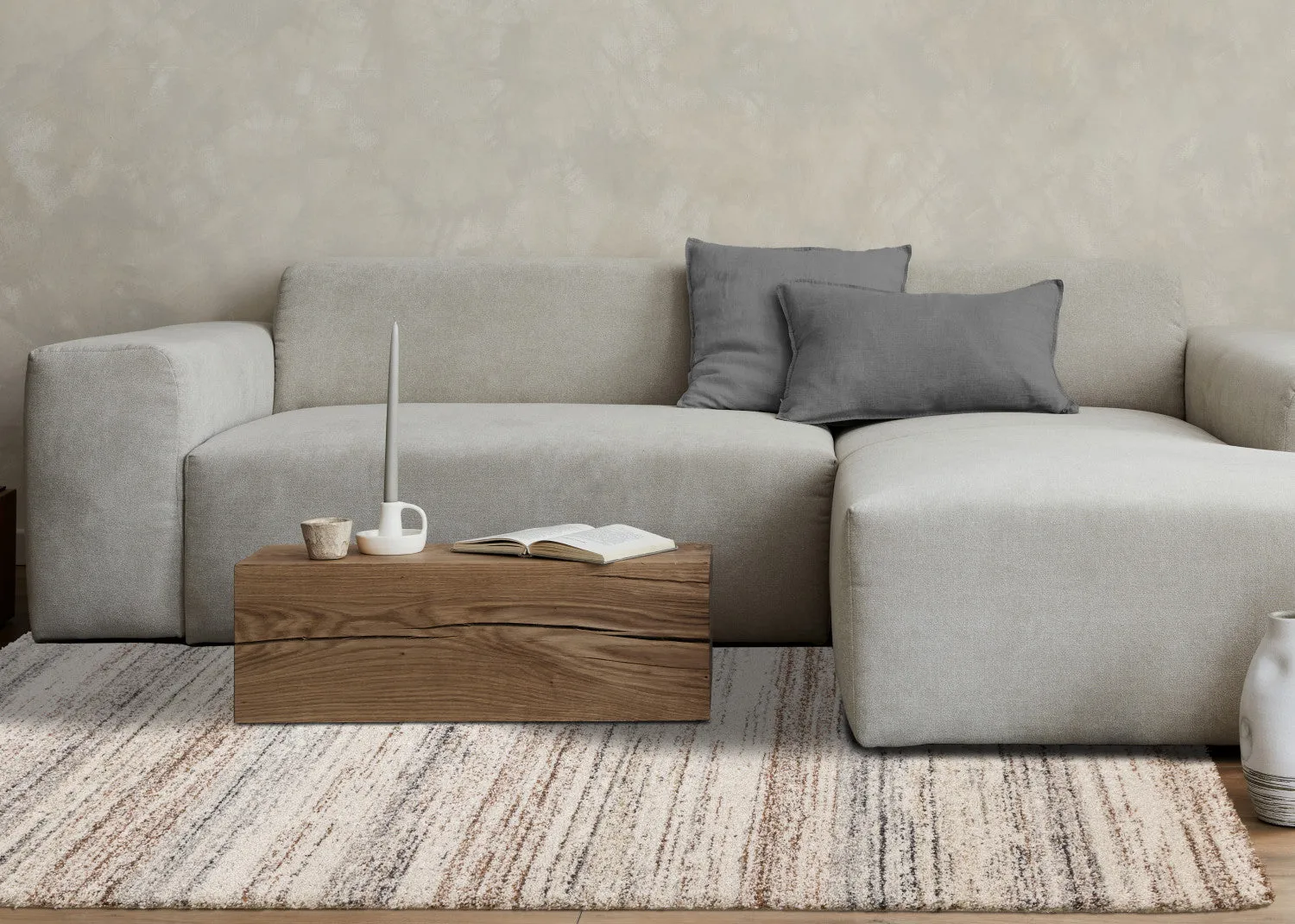 Marquee Soft Contemporary Area Rug - Cream Rust - 8' X 11'