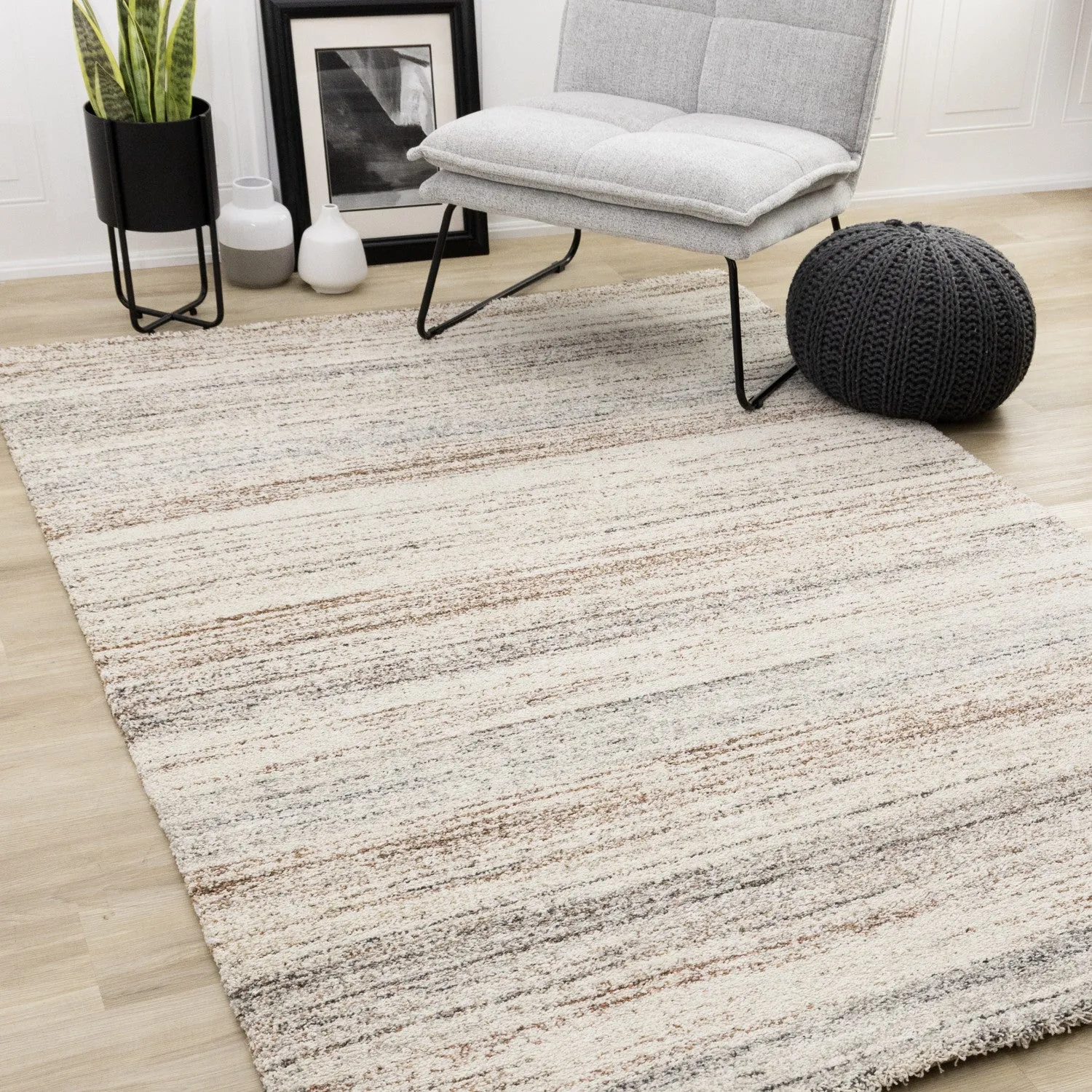 Marquee Soft Contemporary Area Rug - Cream Rust - 8' X 11'