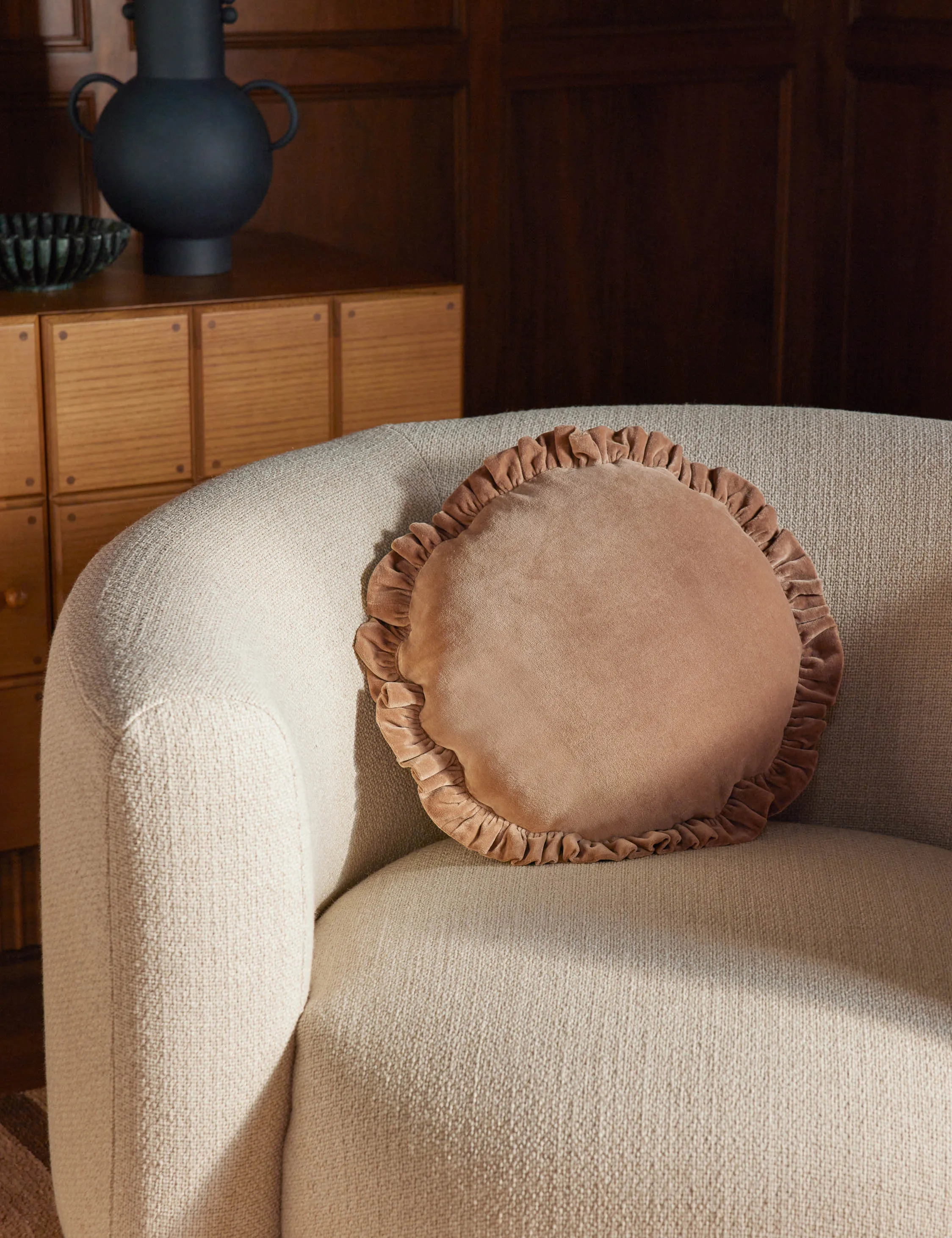 Mauree Velvet Round Pillow Lulu and Georgia