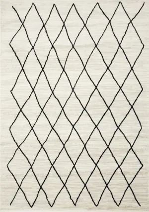 Meridian 5'3" X 7'7" Pen-drawn Trellis Lines Rug - Cream Area Rug
