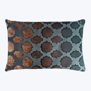 Mod Fretwork Velvet Pillow, Gunmetal