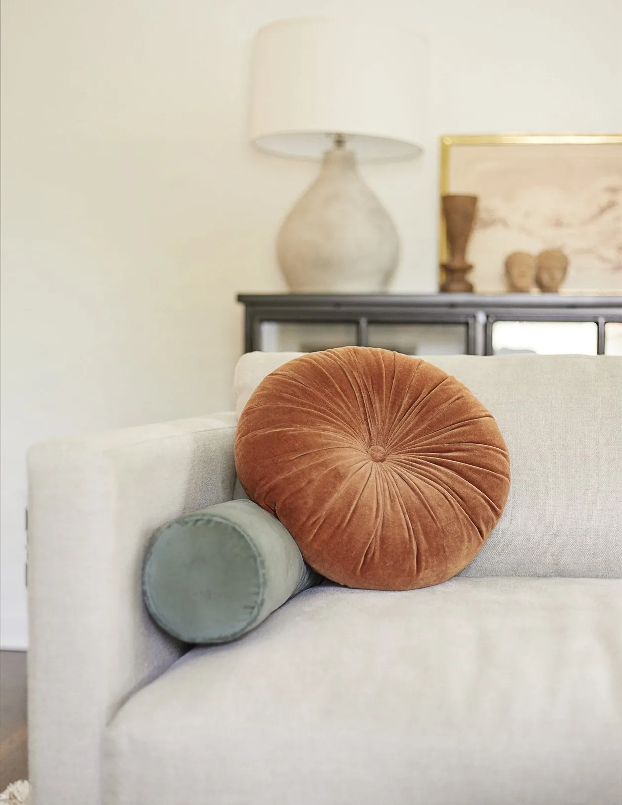 Monroe Velvet Round Pillow Lulu and Georgia