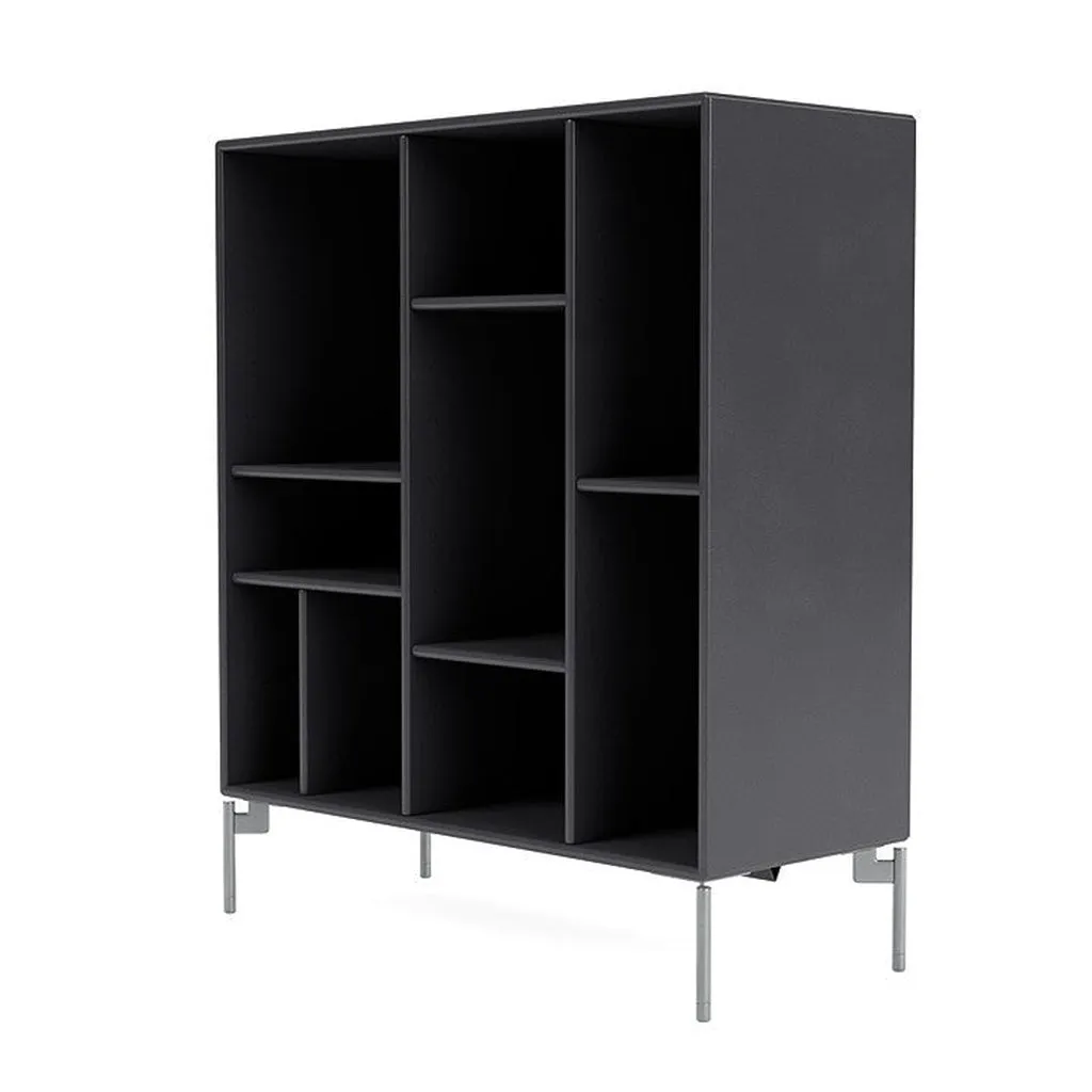 Montana Compile Decorative Shelf With Legs, Carbon Black/Matt Chrome