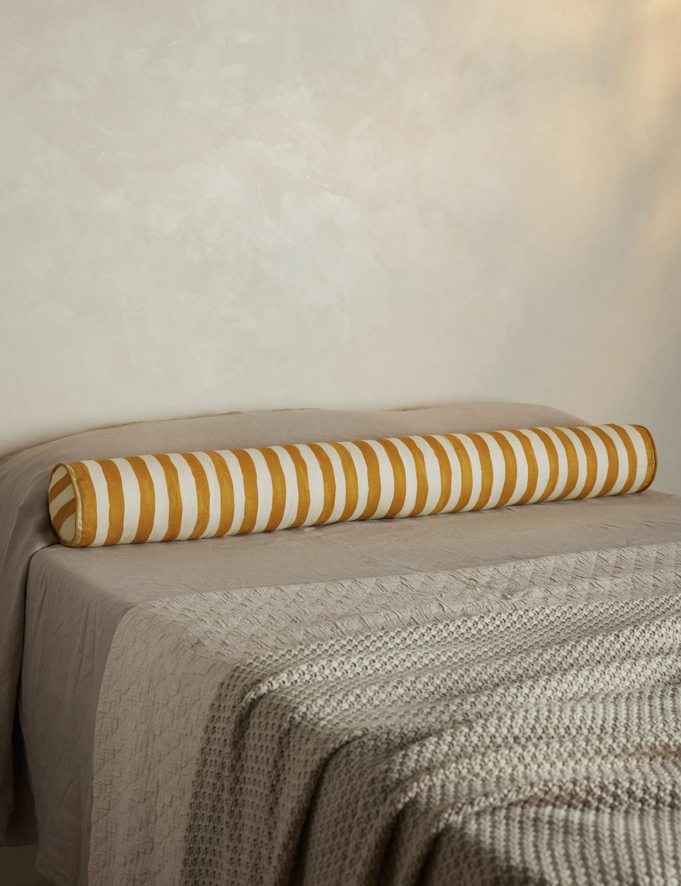 Painterly Stripe Linen Long Bolster Pillow by Sarah Sherman Samuel Lulu and Georgia