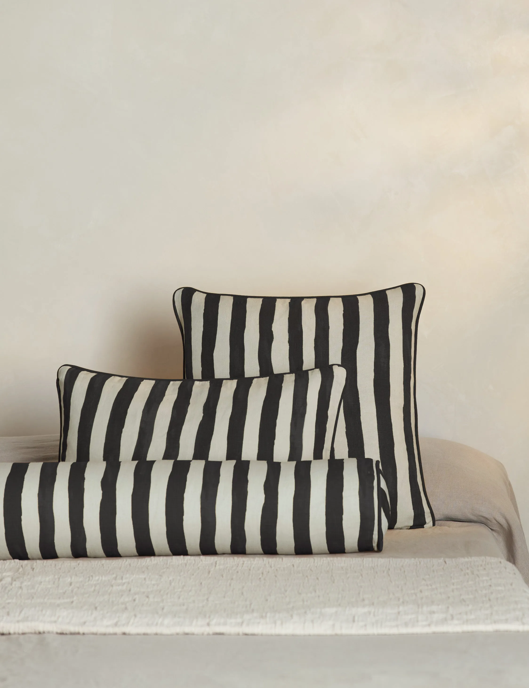 Painterly Stripe Linen Long Bolster Pillow by Sarah Sherman Samuel Lulu and Georgia