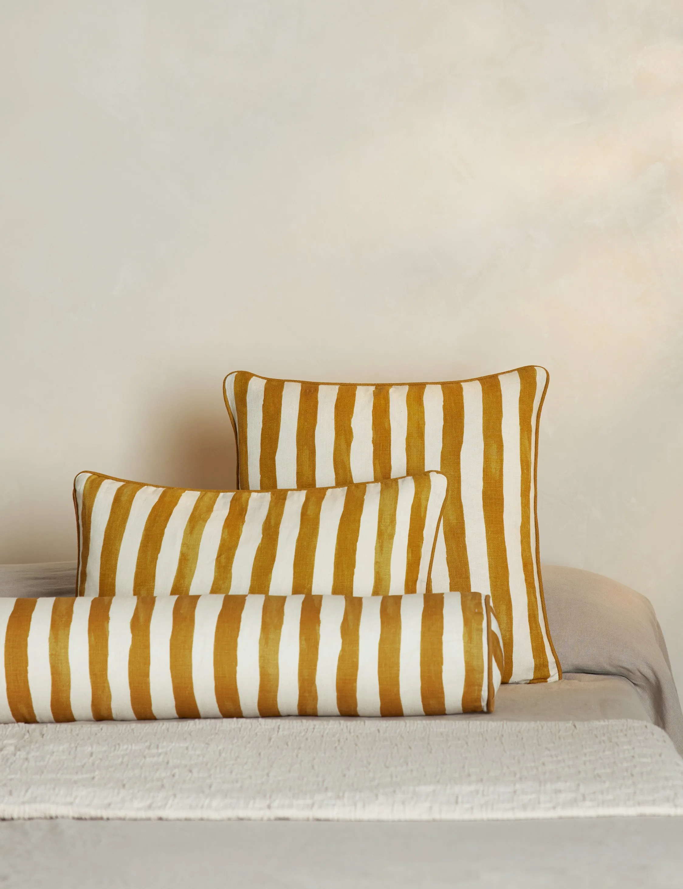 Painterly Stripe Linen Long Bolster Pillow by Sarah Sherman Samuel Lulu and Georgia