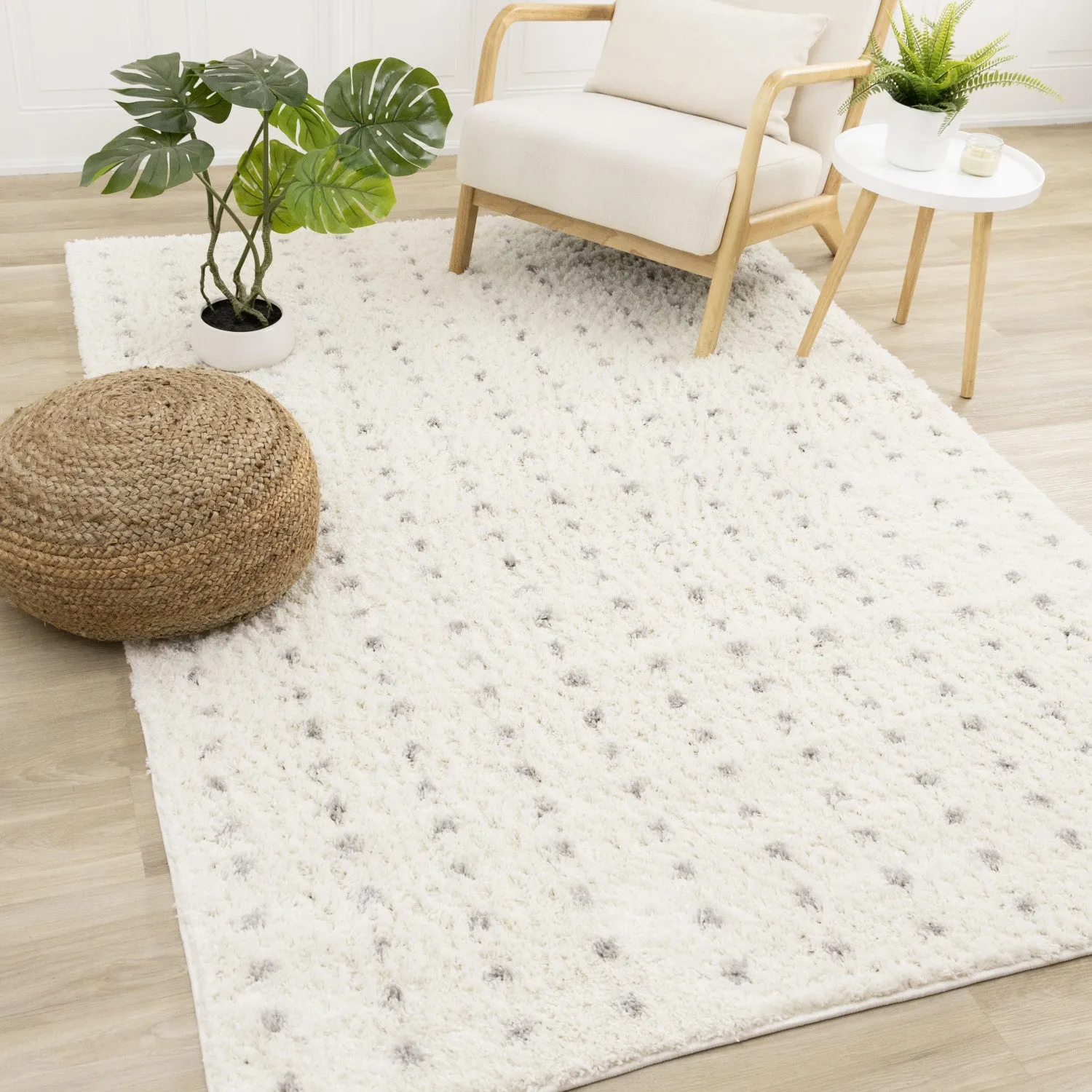Palmer Casual Contemporary Speckled Area Rug - White Grey - 7' X 10'