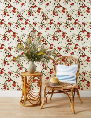 Pomegranate Birds Grasscloth Wallpaper by Nathan Turner Lulu and Georgia