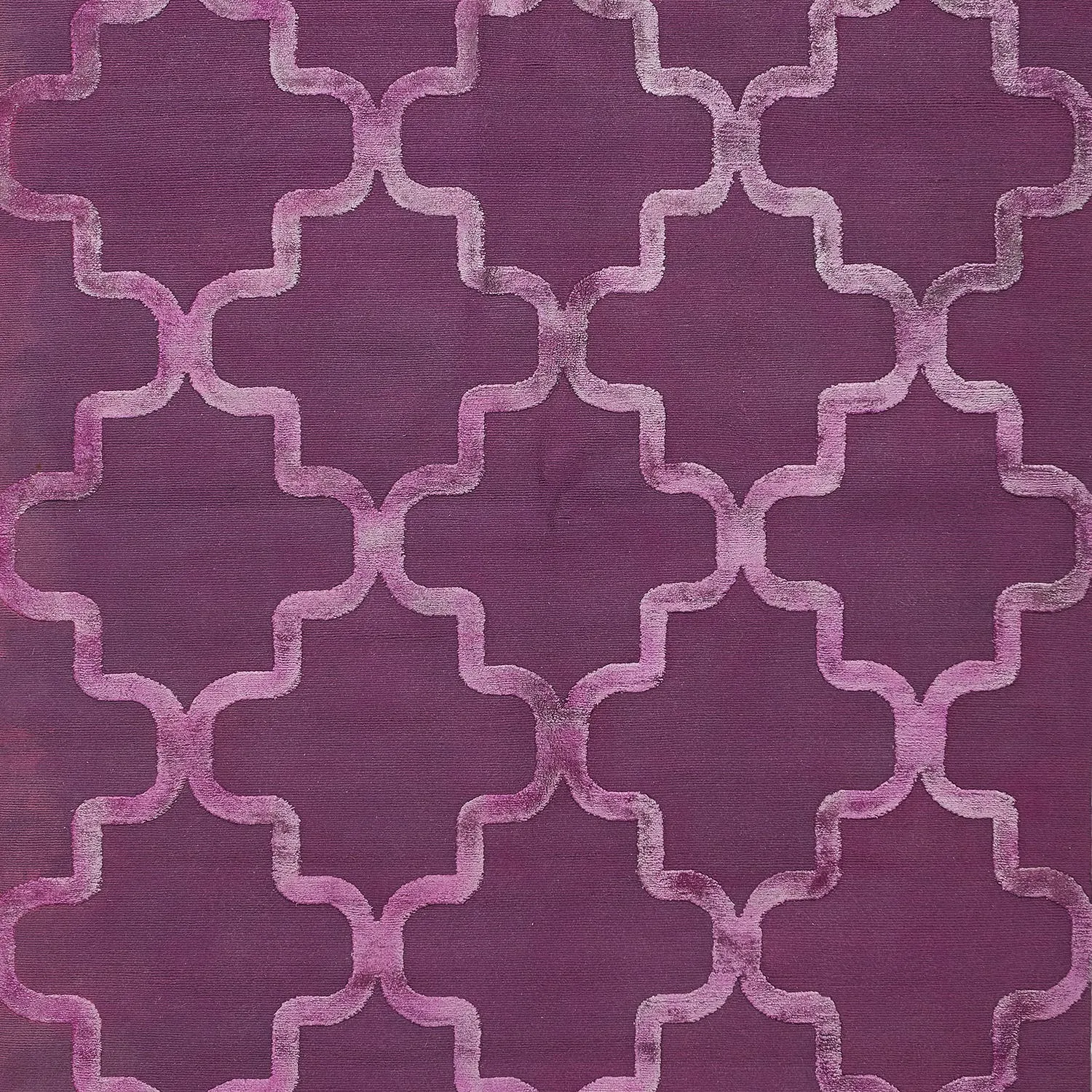 Purple Overdyed Mosaic Wool Rug - 5'11" x 8'11"