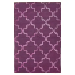 Purple Overdyed Mosaic Wool Rug - 5'11" x 8'11"