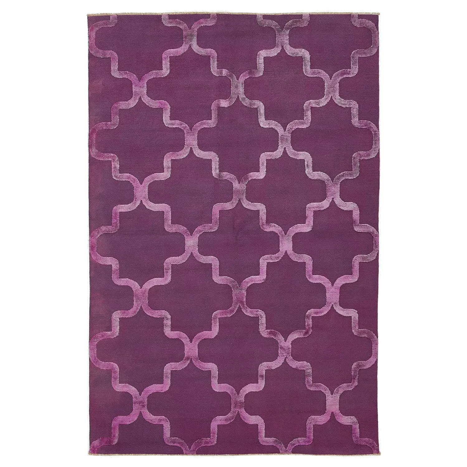 Purple Overdyed Mosaic Wool Rug - 5'11" x 8'11"