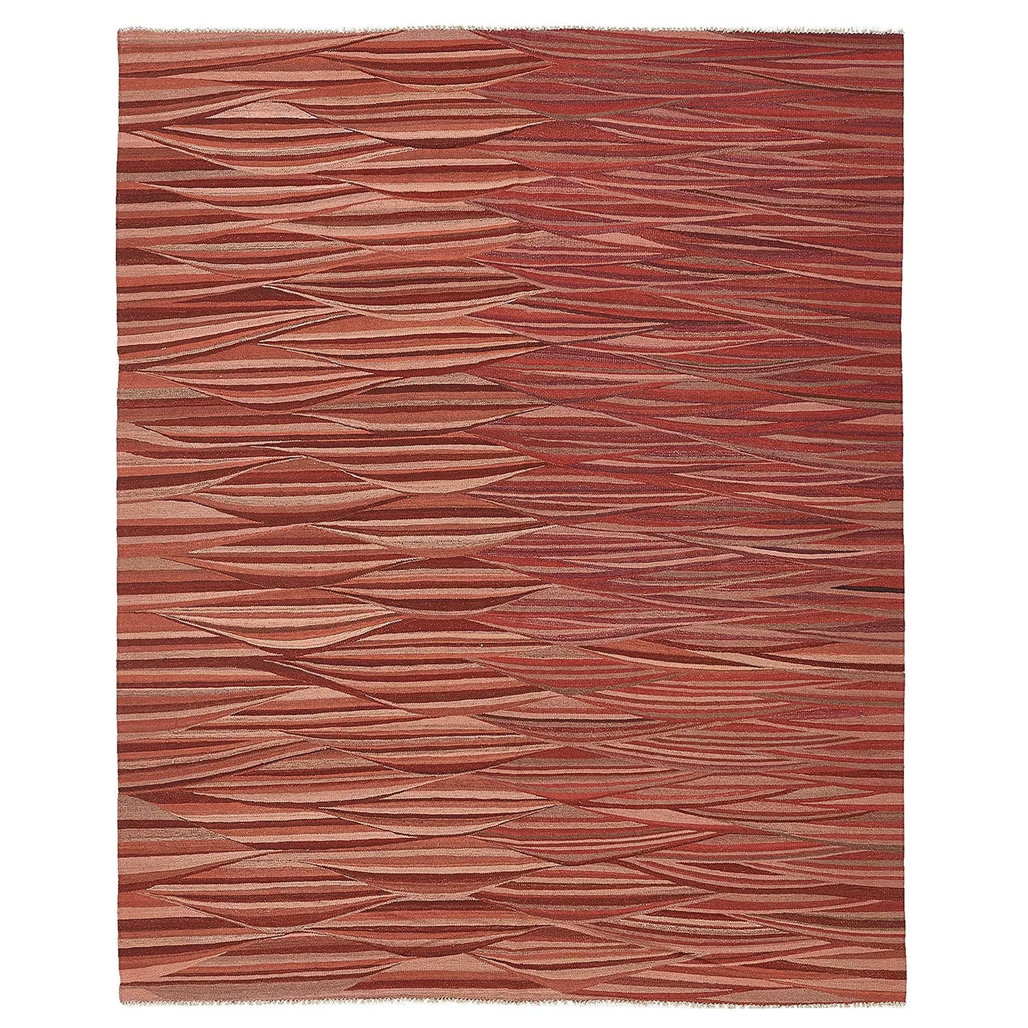 Red Turkish Flatweave Wool Rug - 7'11" x 9'9"