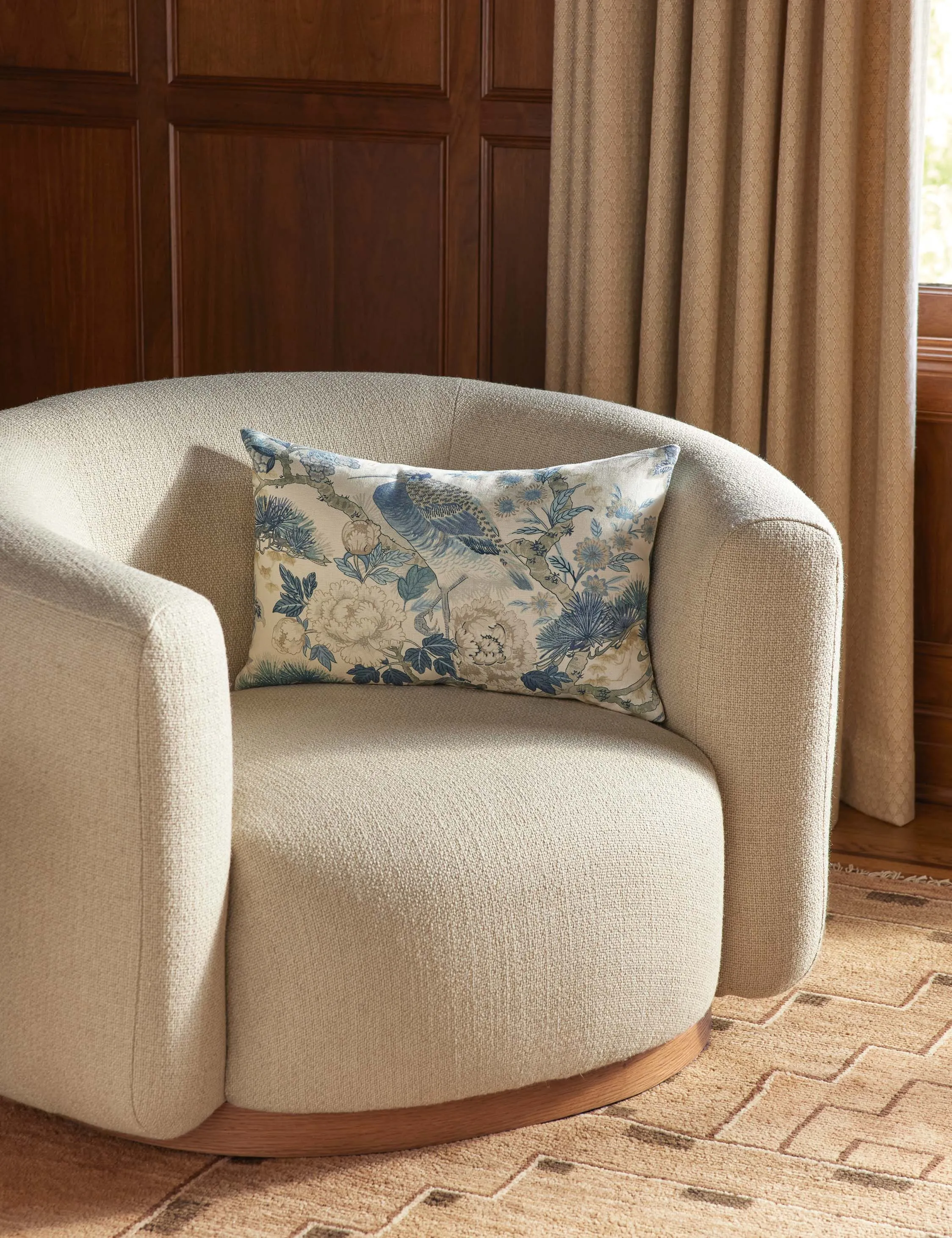 Shenyang Print Linen Pillow by Scalamandre Lulu and Georgia
