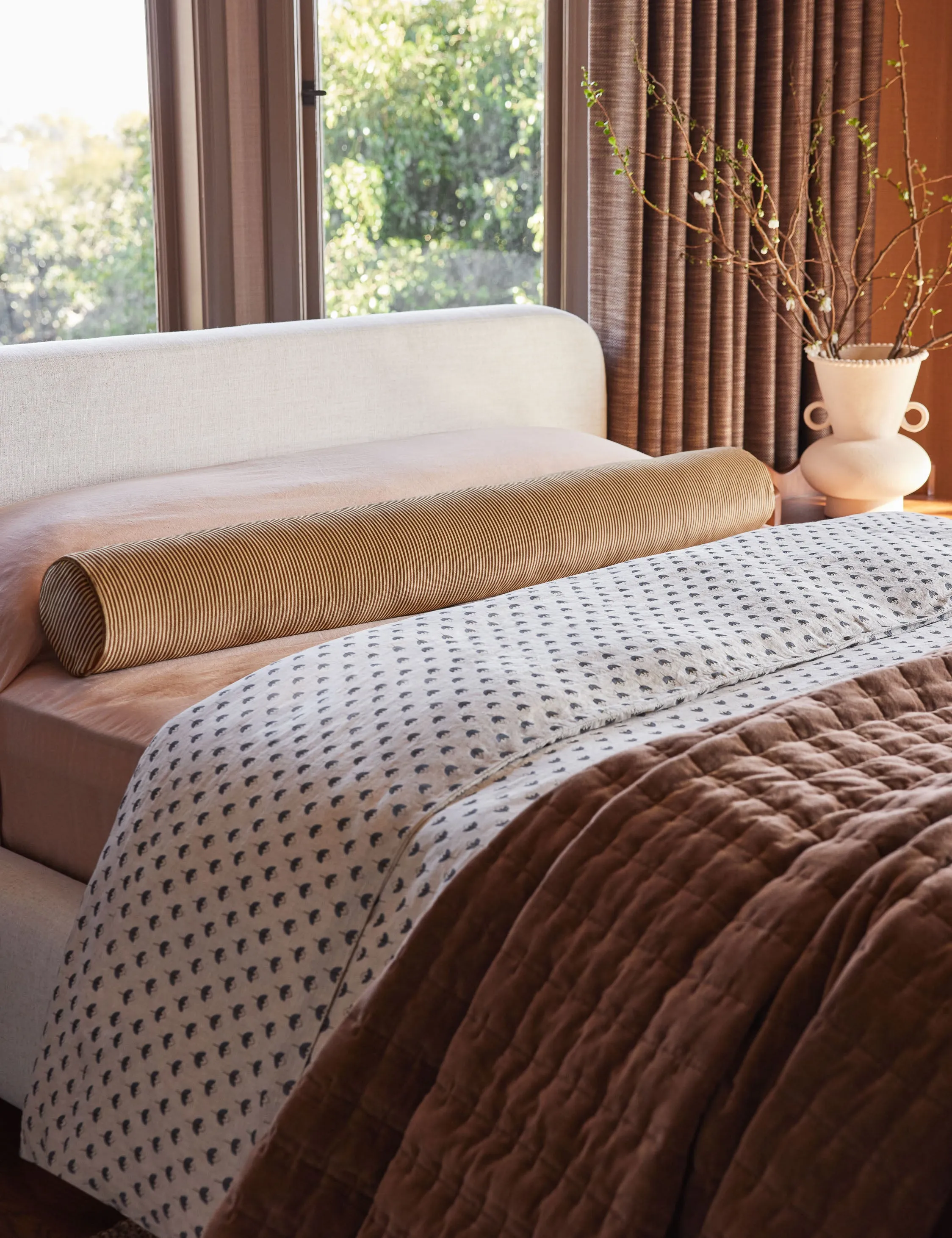 Striped Velvet Long Bolster Pillow by Sarah Sherman Samuel Lulu and Georgia