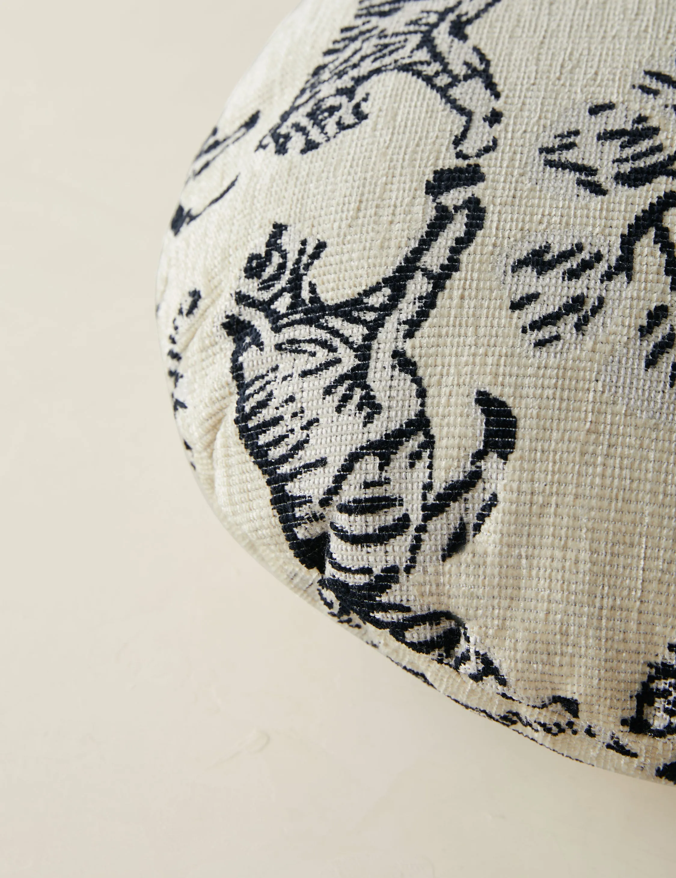Tiger Jacquard Round Pillow by Sarah Sherman Samuel Lulu and Georgia