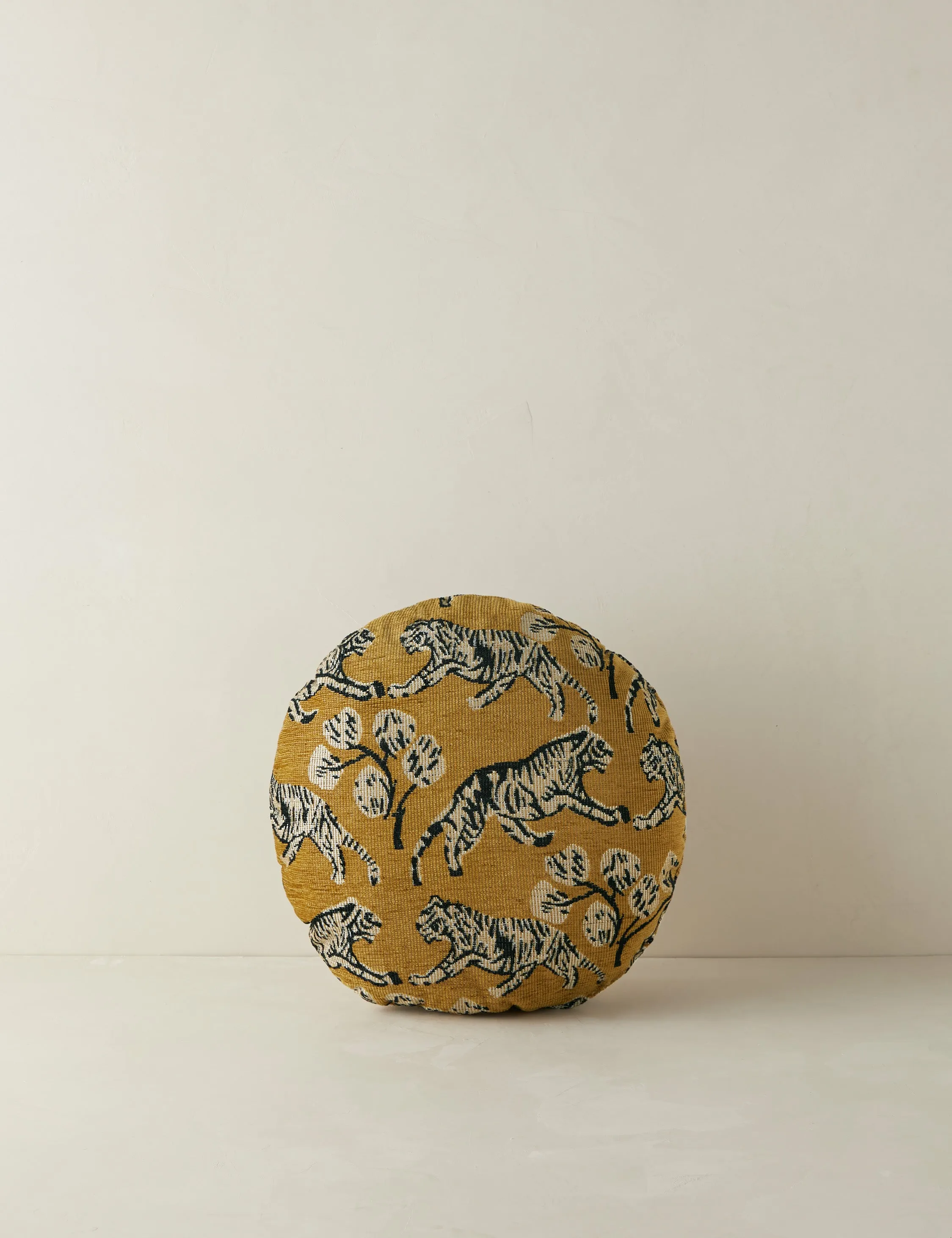 Tiger Jacquard Round Pillow by Sarah Sherman Samuel Lulu and Georgia