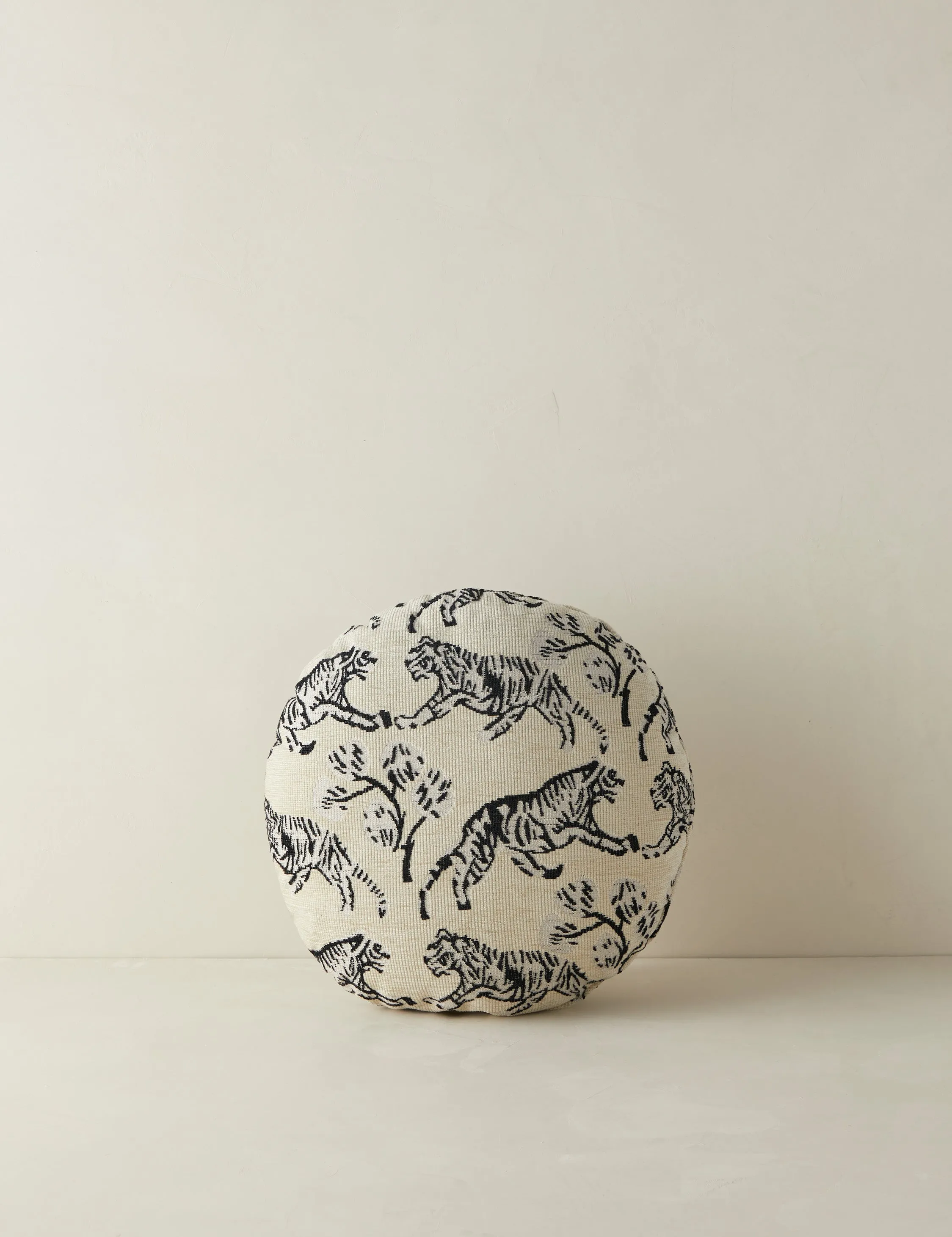 Tiger Jacquard Round Pillow by Sarah Sherman Samuel Lulu and Georgia