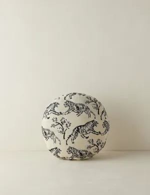 Tiger Jacquard Round Pillow by Sarah Sherman Samuel Lulu and Georgia