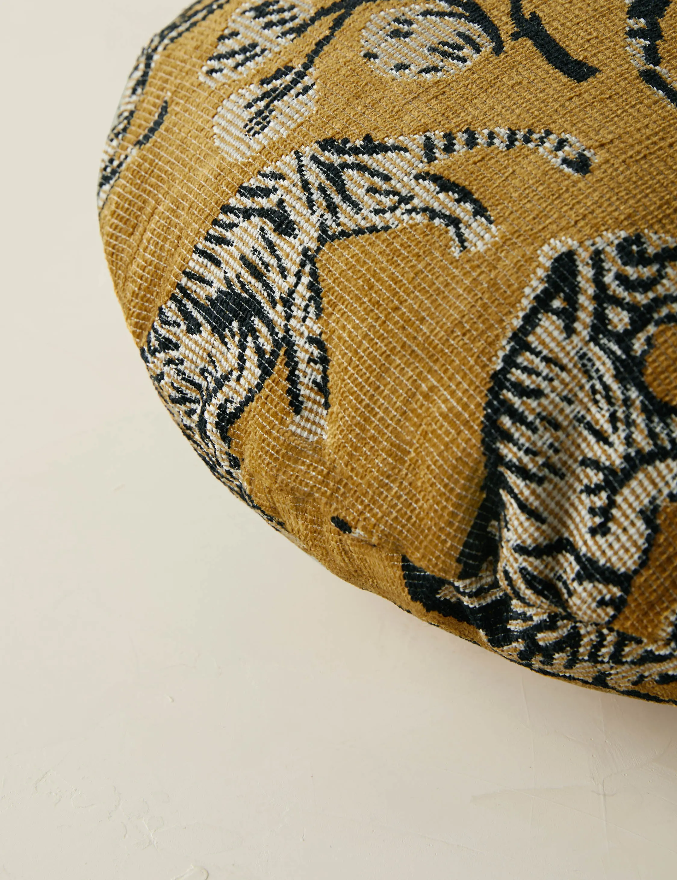 Tiger Jacquard Round Pillow by Sarah Sherman Samuel Lulu and Georgia