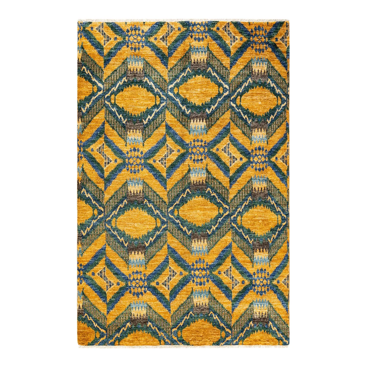 Yellow Transitional Wool Rug - 6' x 9'1"