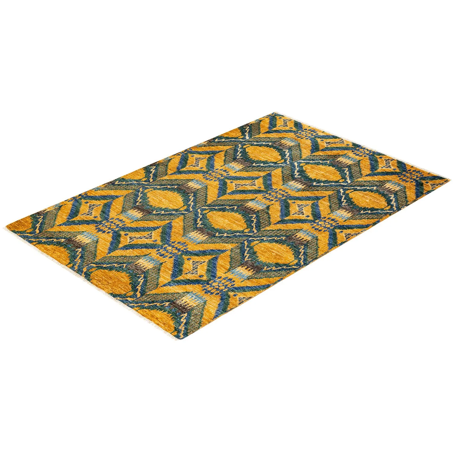 Yellow Transitional Wool Rug - 6' x 9'1"