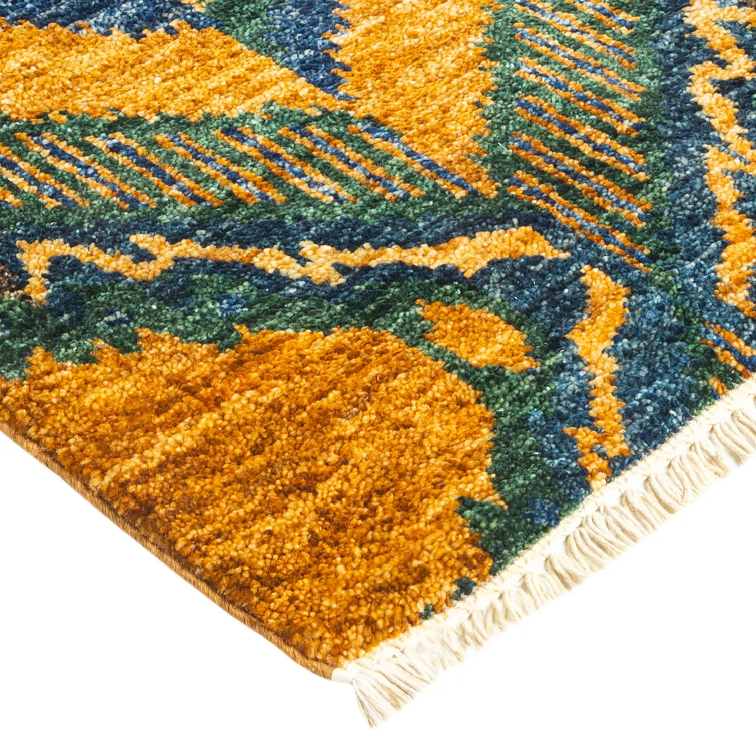 Yellow Transitional Wool Rug - 6' x 9'1"