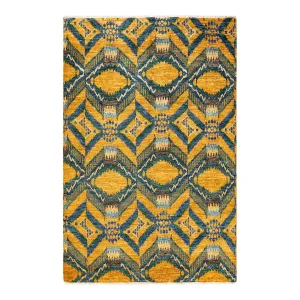 Yellow Transitional Wool Rug - 6' x 9'1"